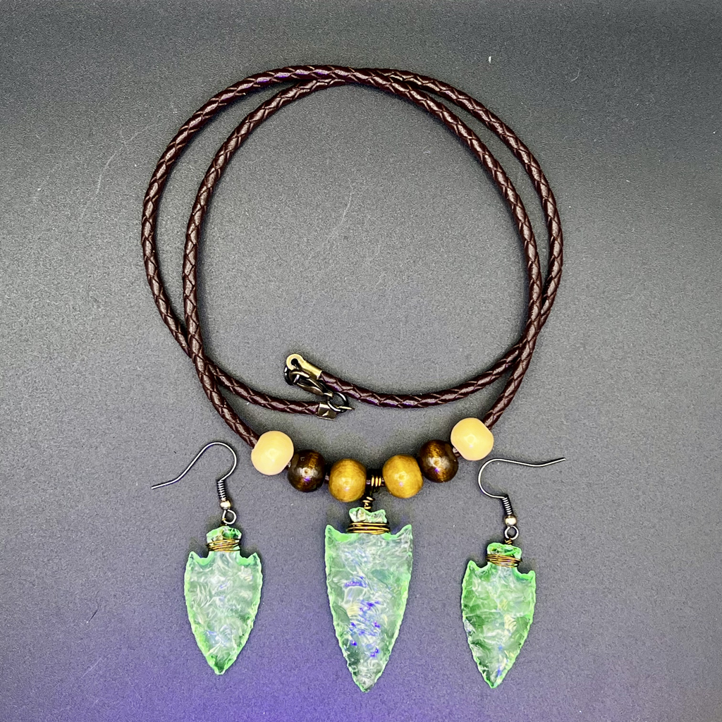 Uranium Glass Necklace & Earrings