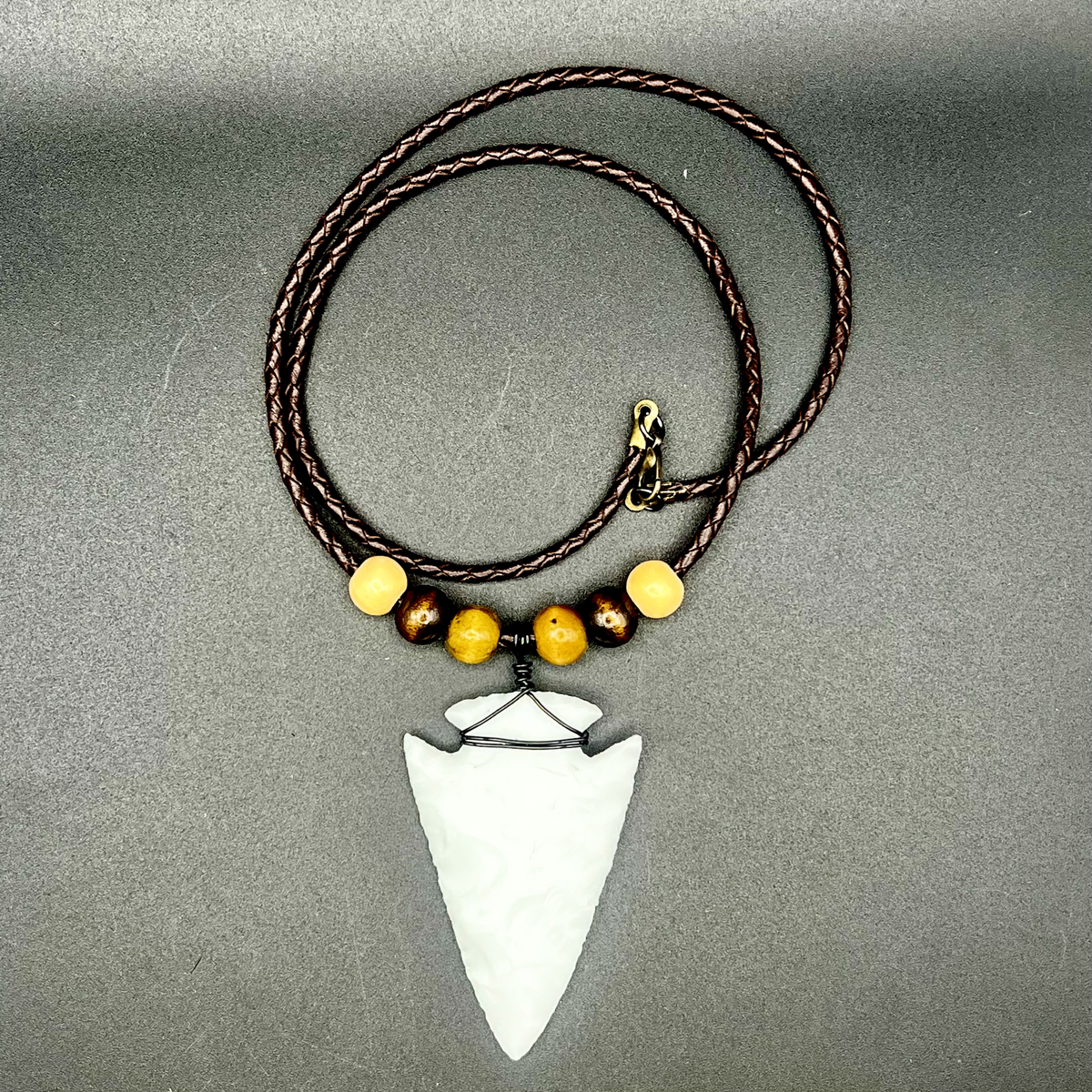 Milk Glass Arrowhead Necklace